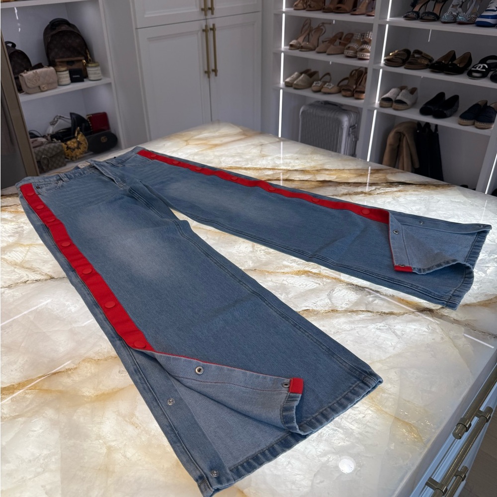 Alice + Olivia Relaxed Blue and Red Jeans